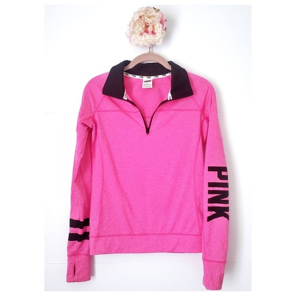 PINK Victoria's Secret Jackets & Blazers - PINK l Pink Heathered Quarter Zip Pullover